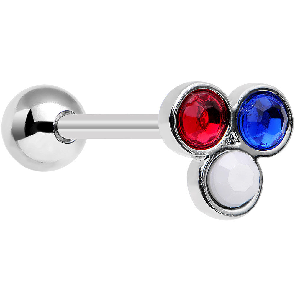 Red White and Blue Gem All American Barbell Tongue Ring