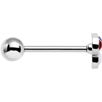 Red White and Blue Gem All American Barbell Tongue Ring