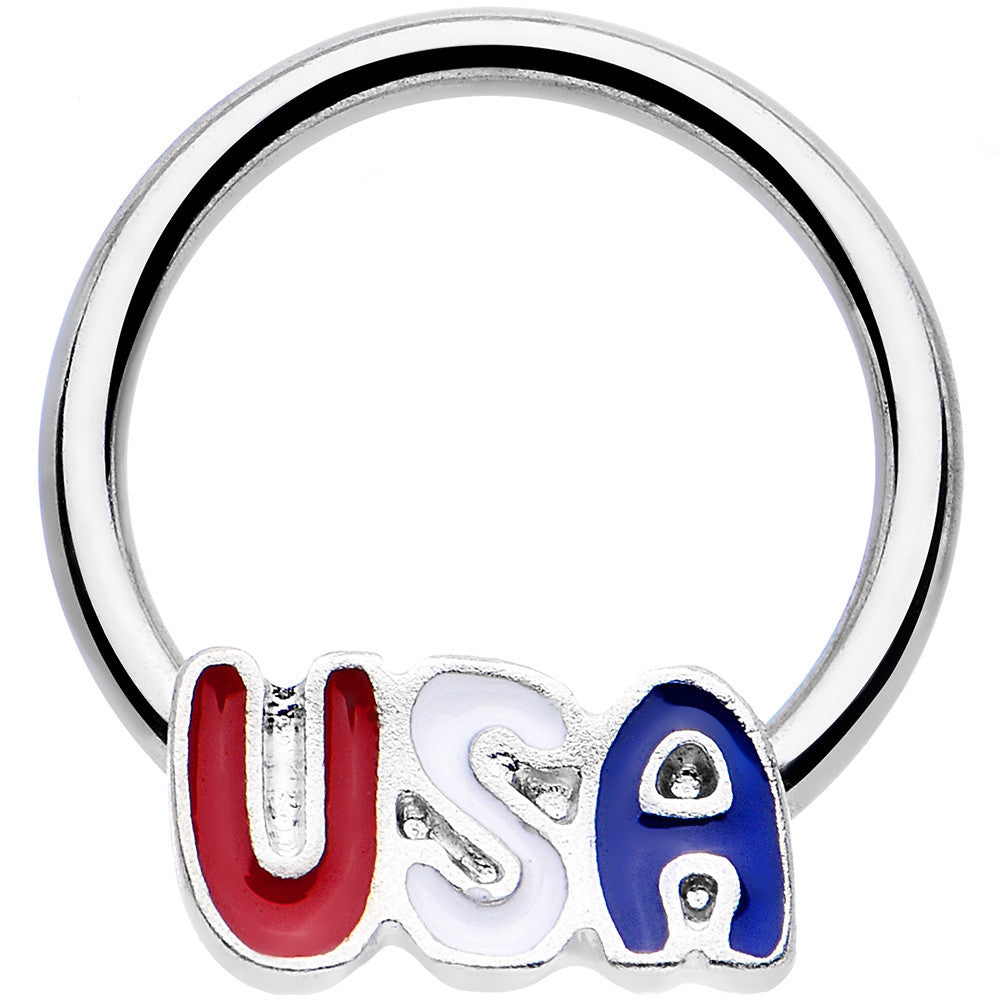 16G 3/8 Red White Blue Celebrate All Day USA BCR Captive Ring