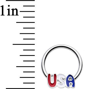 16G 3/8 Red White Blue Celebrate All Day USA BCR Captive Ring