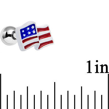 16G 1/4 Red White Blue American Flag Tragus Cartilage Earring