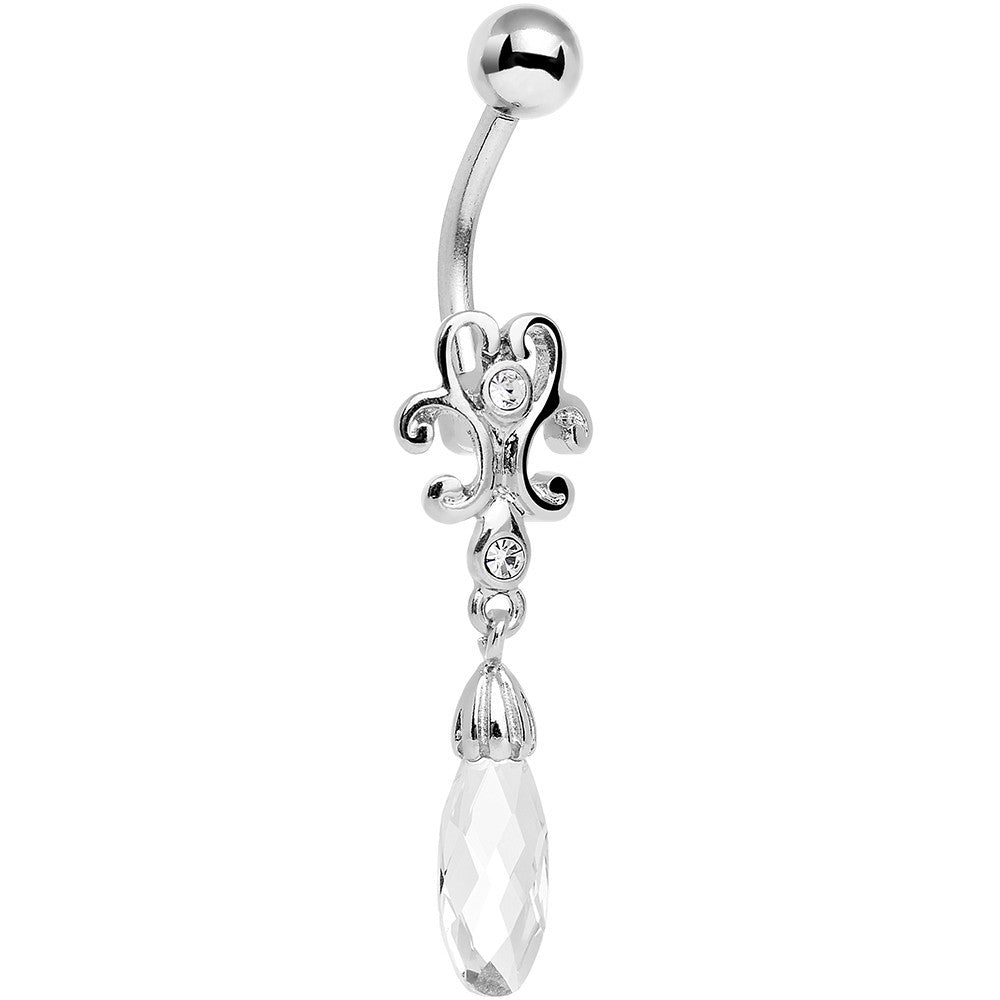 Clear Gem Filigree Drop Dangle Belly Ring