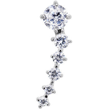 18G 5/16 Clear Gem Cascading Curved Left Ear Cartilage Earring