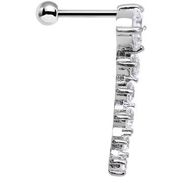 18G 5/16 Clear Gem Cascading Curved Left Ear Cartilage Earring