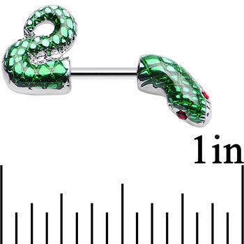 16 Gauge 1/4 Green Slithering Snake Double Helix Cartilage Earring