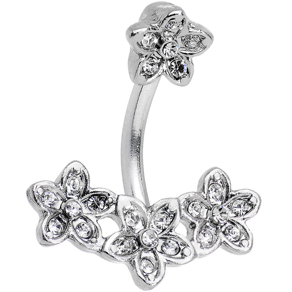 Clear Gem Field of Flowers Double Mount Belly Ring