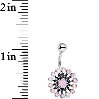 Pink Faux Opal Bid You Adieu Flower Belly Ring
