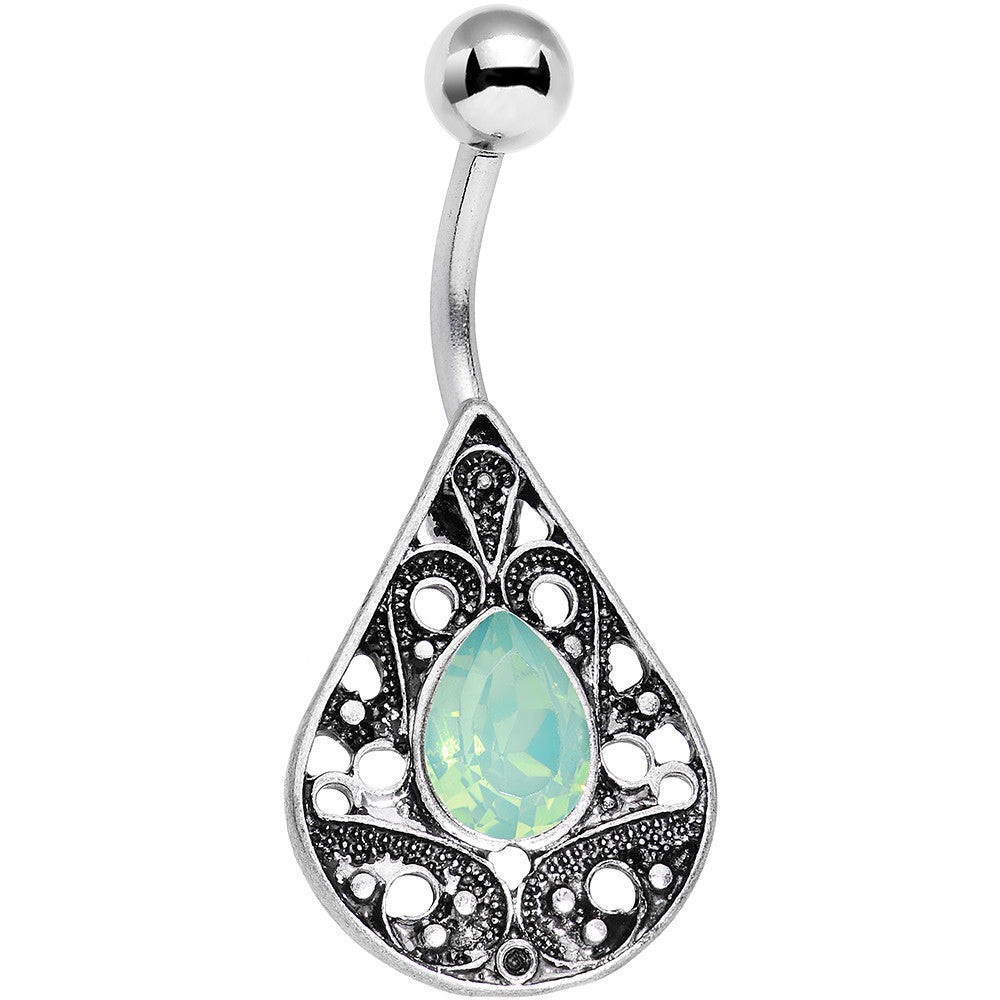 Light Green Faux Opal Oval Drop Tears of Heaven Belly Ring