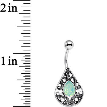 Light Green Faux Opal Oval Drop Tears of Heaven Belly Ring