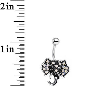 Pink Faux Opal Elegant Elephant Head Belly Ring
