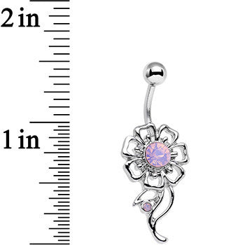 Pink Faux Opal Drop of Dalliance Framework Flower Belly Ring