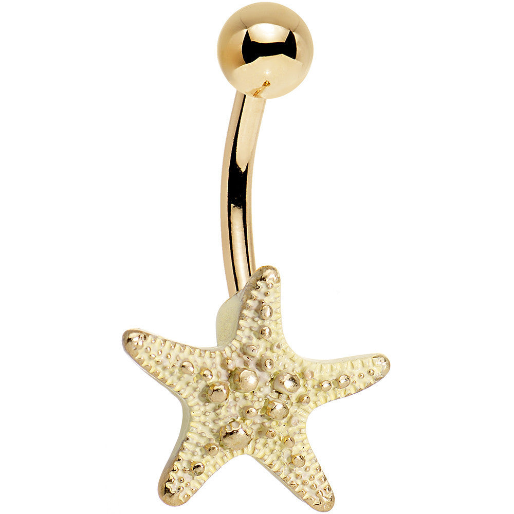 Gold PVD Undersea Studded Starfish Belly Ring