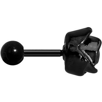 16G 1/4 Black PVD Romantic Rose Flower Cartilage Earring