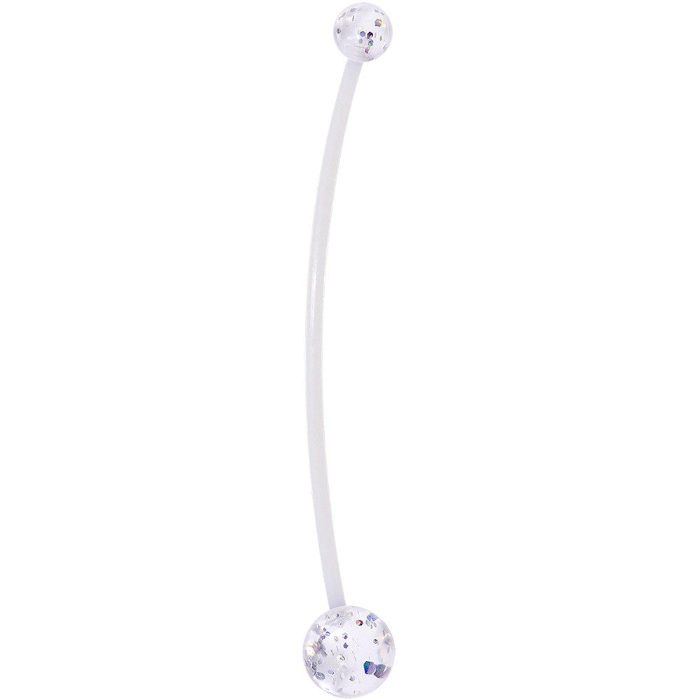 Clear Ultra Glitter Glamour PTFE Pregnancy Belly Ring