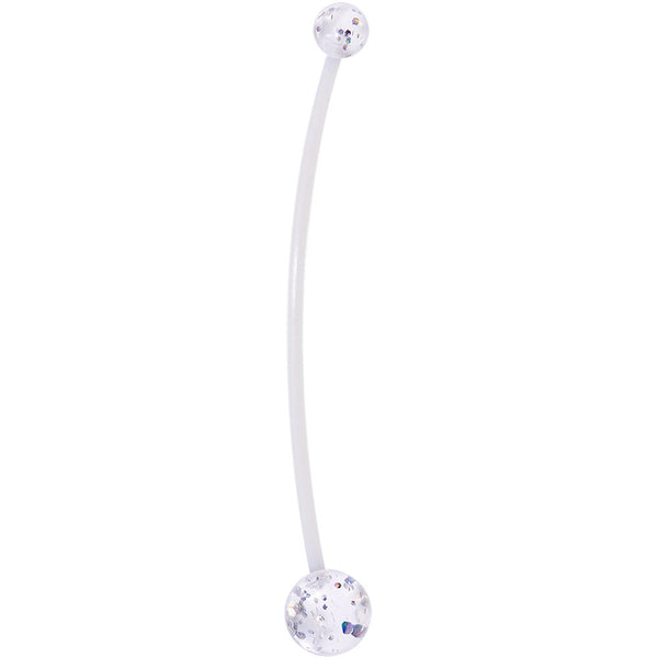 Clear Ultra Glitter Glamour PTFE Pregnancy Belly Ring BodyCandy