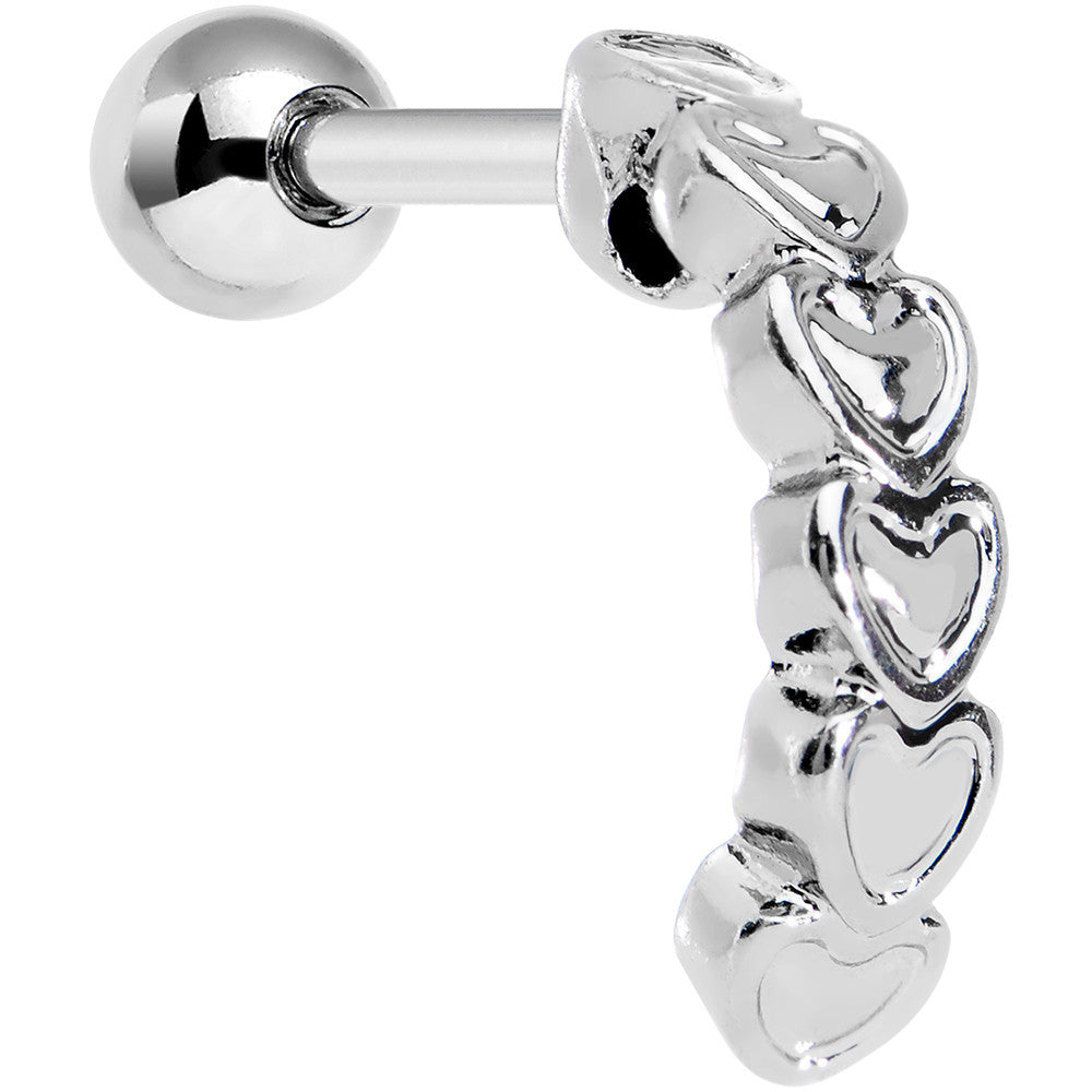 16G 1/4 Stainless Steel Falling Hearts Tragus Cartilage Earring