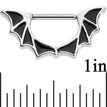 14G 1/2 Stainless Steel Halloween Bat Wings Nipple Clicker Set