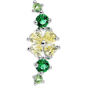 16G 1/4 Yellow Green Jeweled Clover Left Ear Cartilage Earring