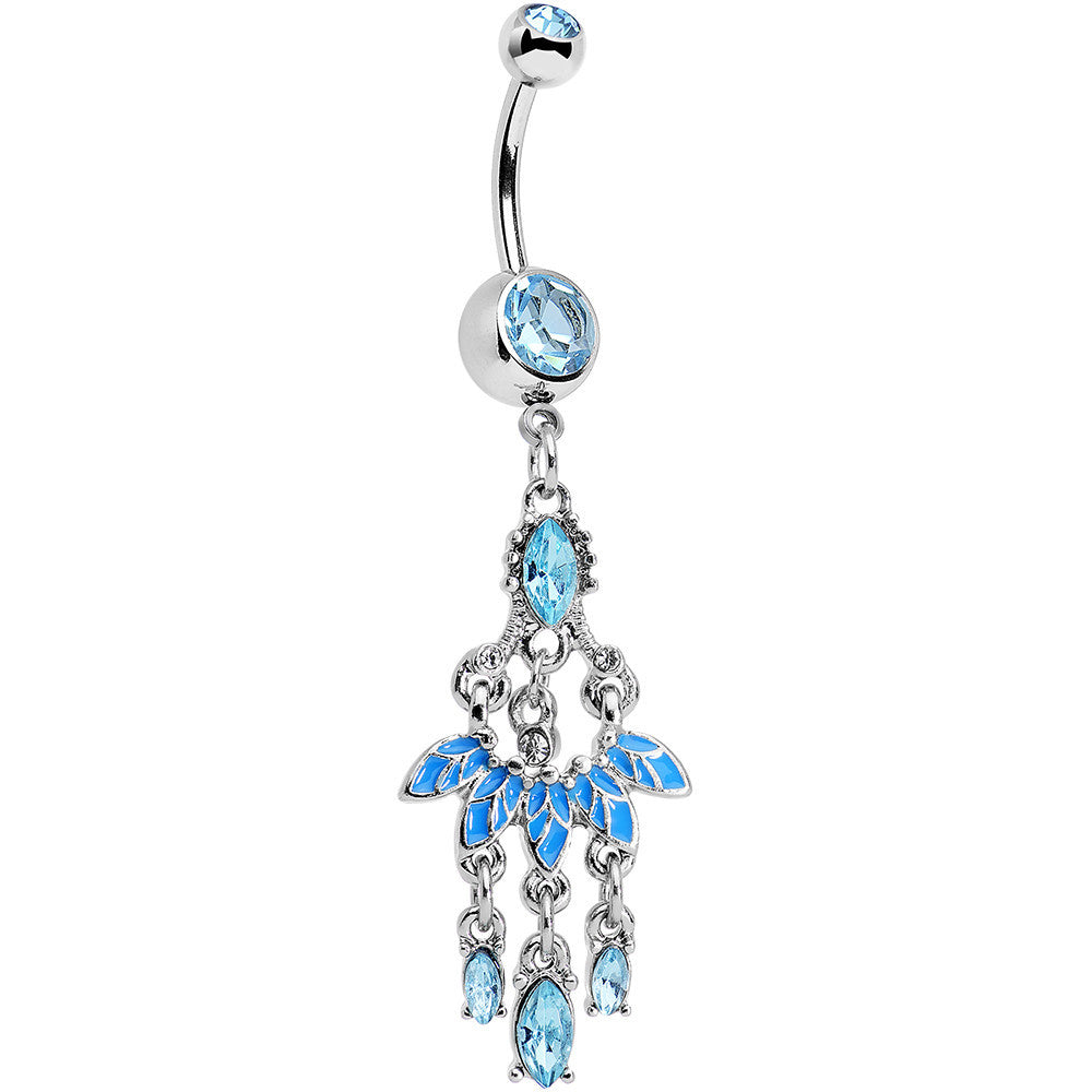 Aqua Gem Blue Belle of the Ball Fan Chandelier Belly Ring
