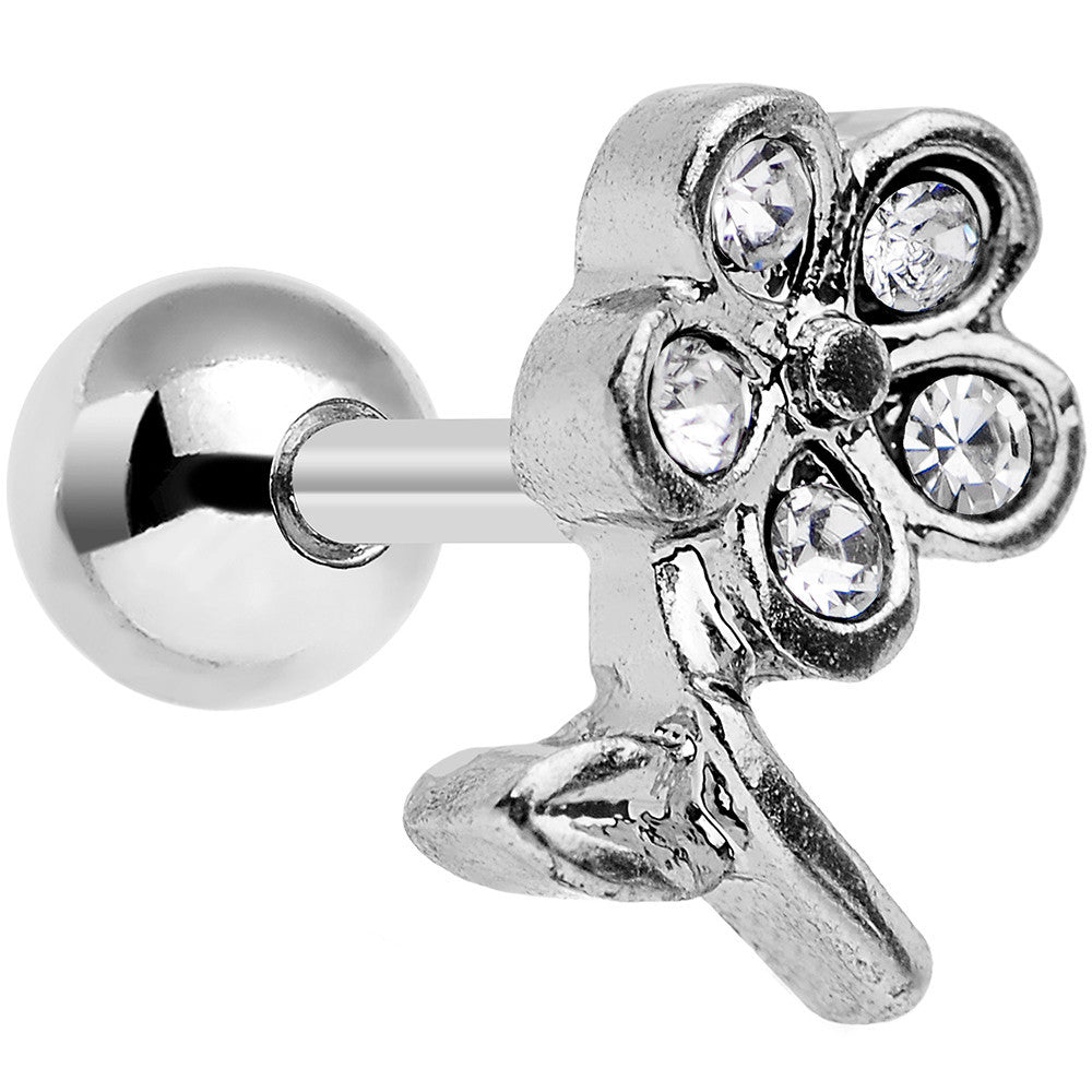 16G Clear Gem Petal Flower Right Ear Cartilage Earring