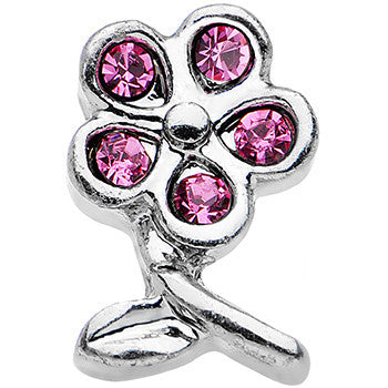 16G Pink Gem Petal Flower Right Ear Cartilage Earring