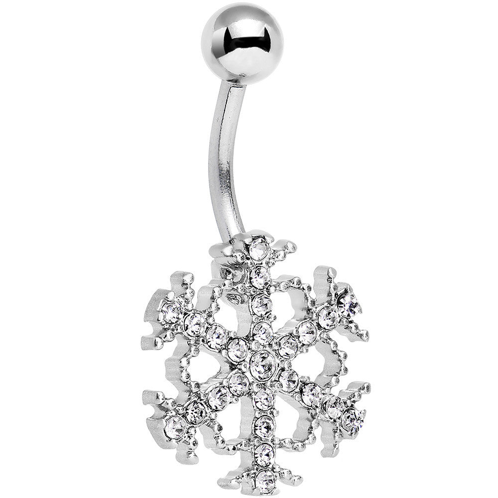 Clear Gem Winter Wonderland Snowflake Belly Ring