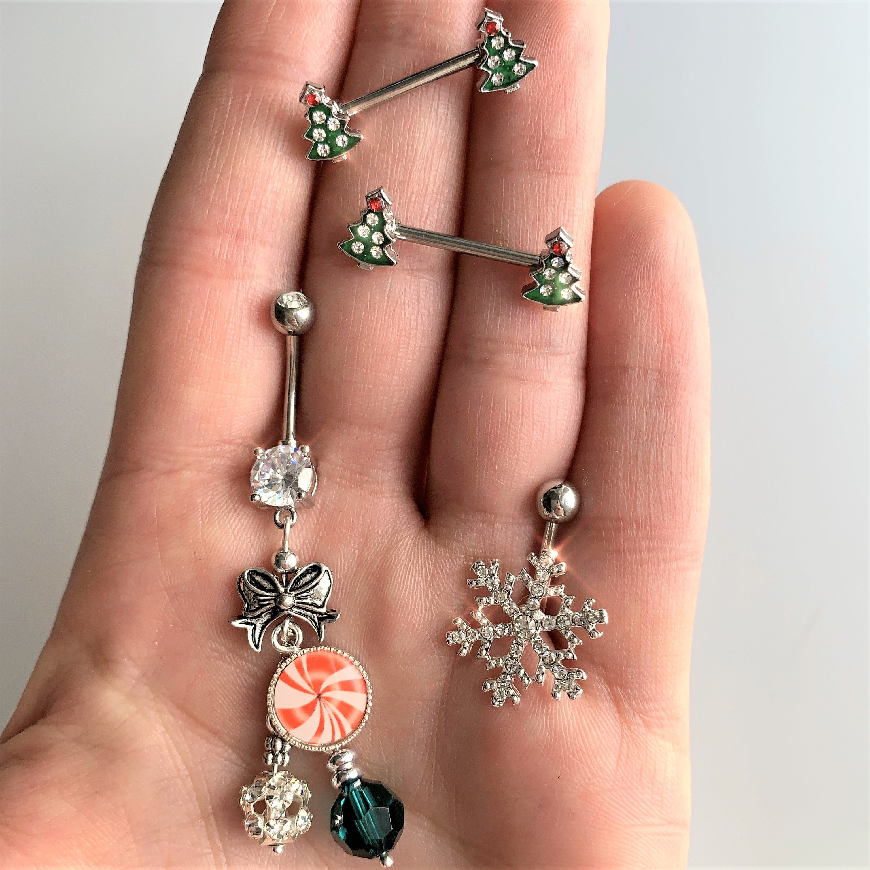 Clear Gem Winter Wonderland Snowflake Belly Ring
