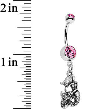 Pink Gem Miss Mermaid and Mr Starfish Dangle Belly Ring