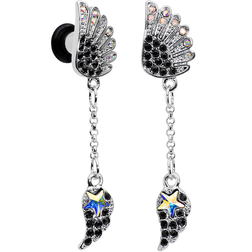 4G Aurora Black Gem Arial Angel Wings Dangle Plug Set