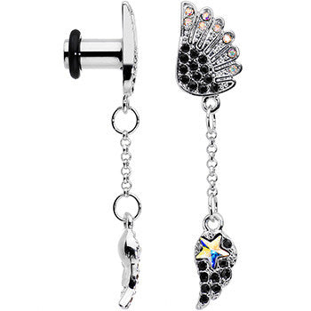 4G Aurora Black Gem Arial Angel Wings Dangle Plug Set