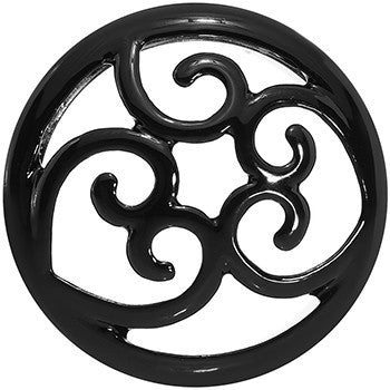 20mm Steel Black Filigree Duet Heart Saddle Plug Set