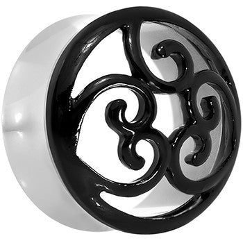 7/8 Steel Black Filigree Duet Heart Saddle Plug Set