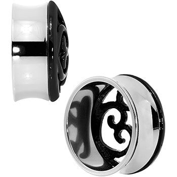 26mm Steel Black Filigree Duet Heart Saddle Plug Set