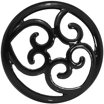 30mm Steel Black Filigree Duet Heart Saddle Plug Set