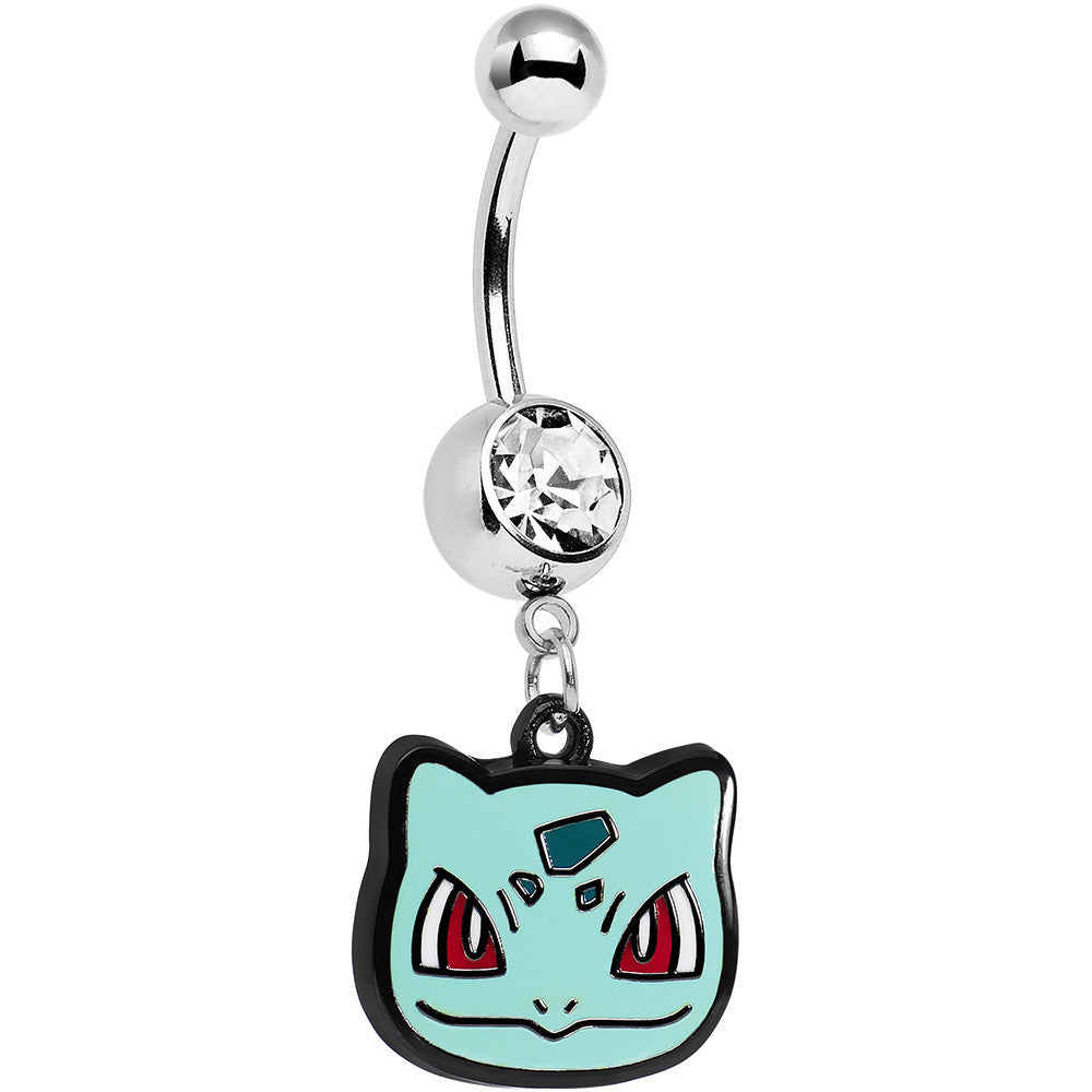 Officially Licensed Pokemon Clear Gem Bulbasaur Dangle Belly Ring
