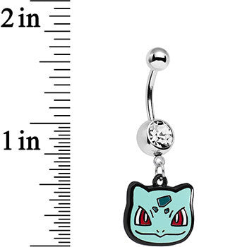 Officially Licensed Pokemon Clear Gem Bulbasaur Dangle Belly Ring