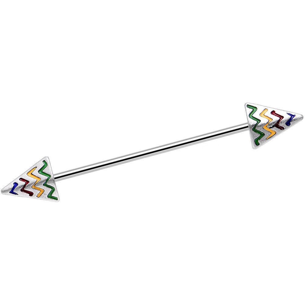 14G Rainbow Chevron End with an Arrow Industrial Barbell 38mm