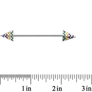 14G Rainbow Chevron End with an Arrow Industrial Barbell 38mm