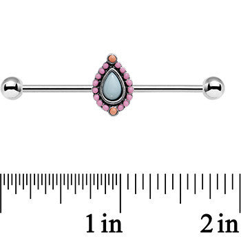 14G Light Blue and Pink Pastel Teardrop Industrial Barbell 38mm