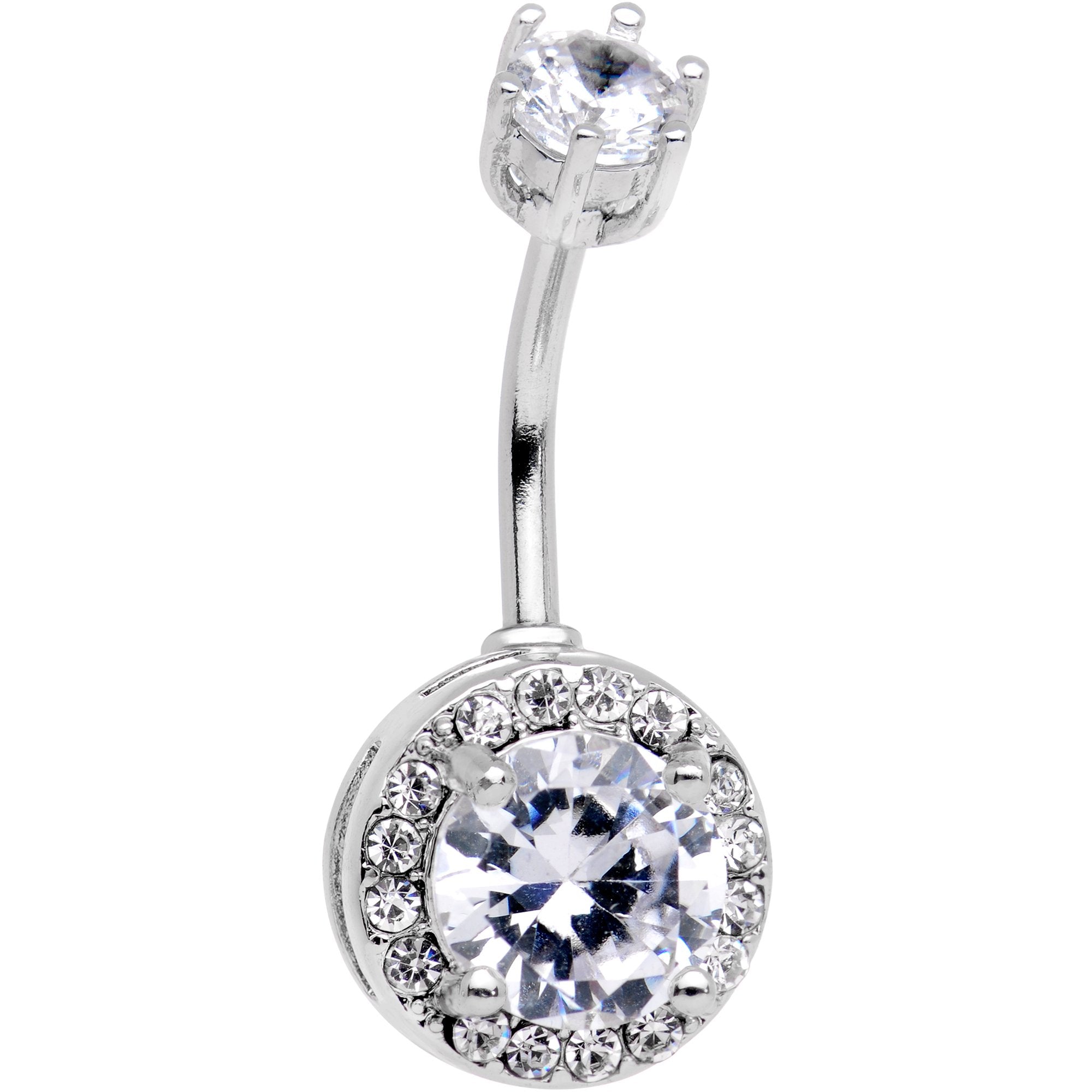 Clear Gem Top to Bottom Trendy Belly Ring