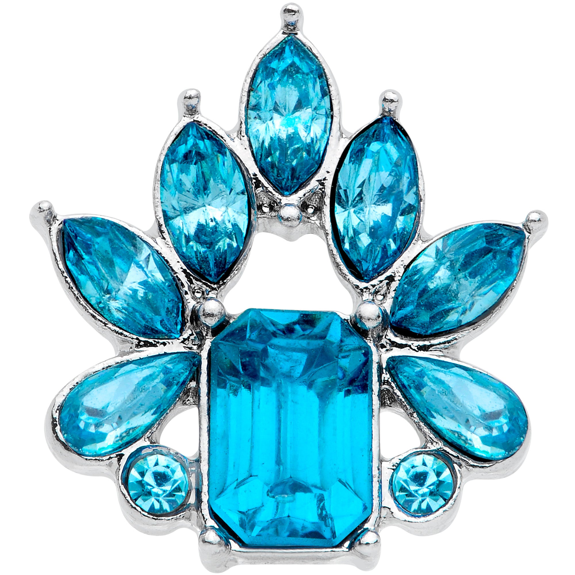 16G 1/4 Aqua Gem Tiara Flower Cartilage Tragus Earring