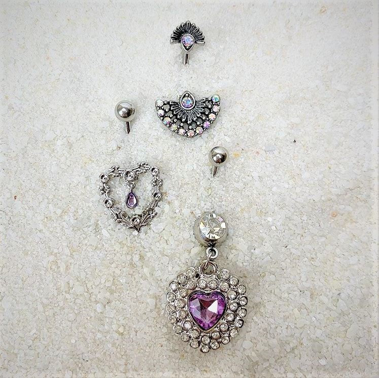 Aurora Gem Japanese Fan Double Mount Belly Ring