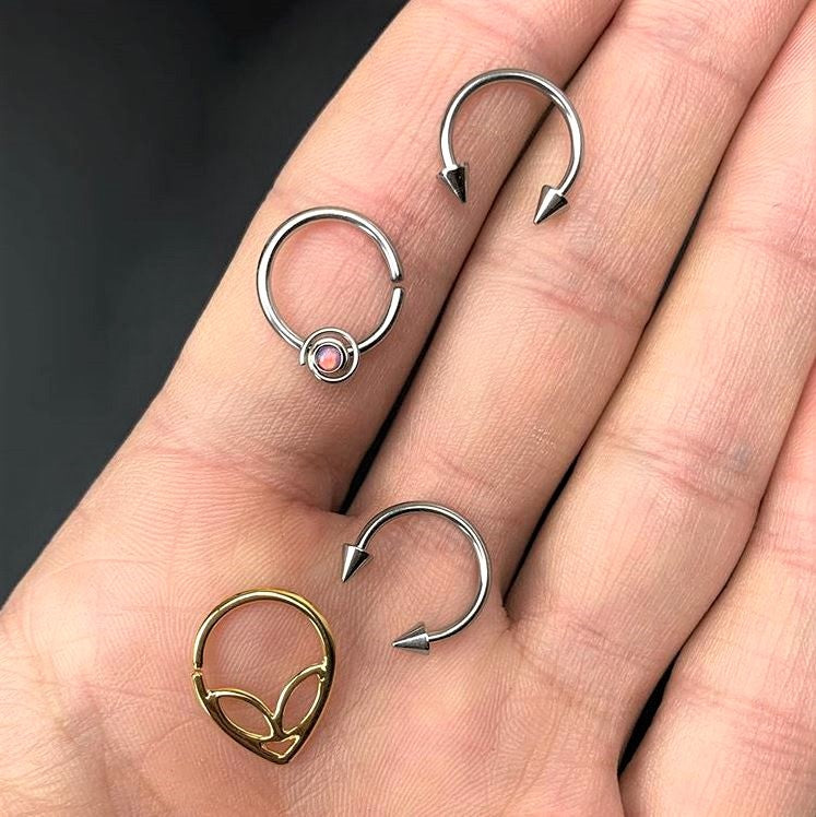 16G 3/8 Stainless Steel Spike Horseshoe Circular Barbell