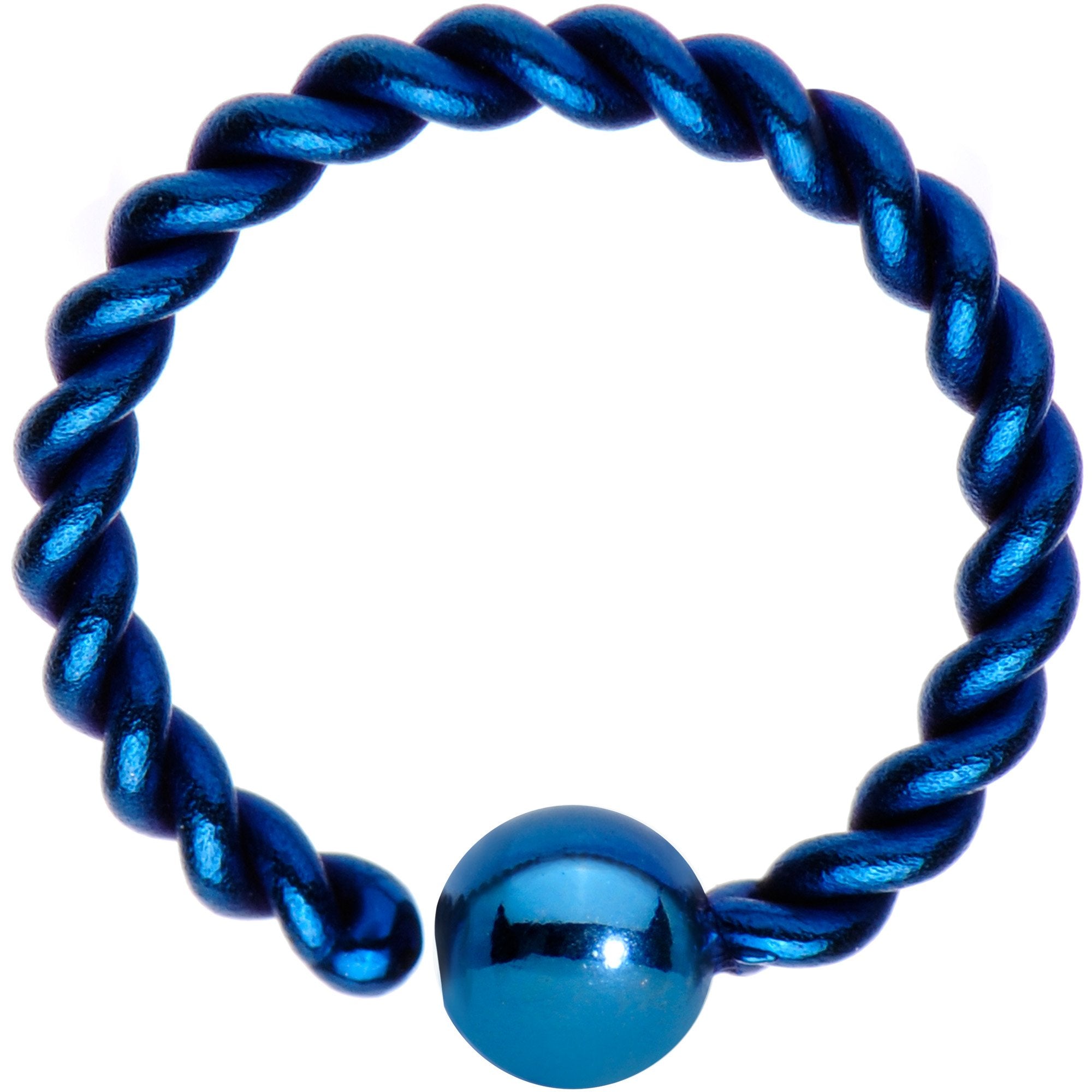 16G 5/16" Blue IP So Twisted Captive Style Seamless Ring