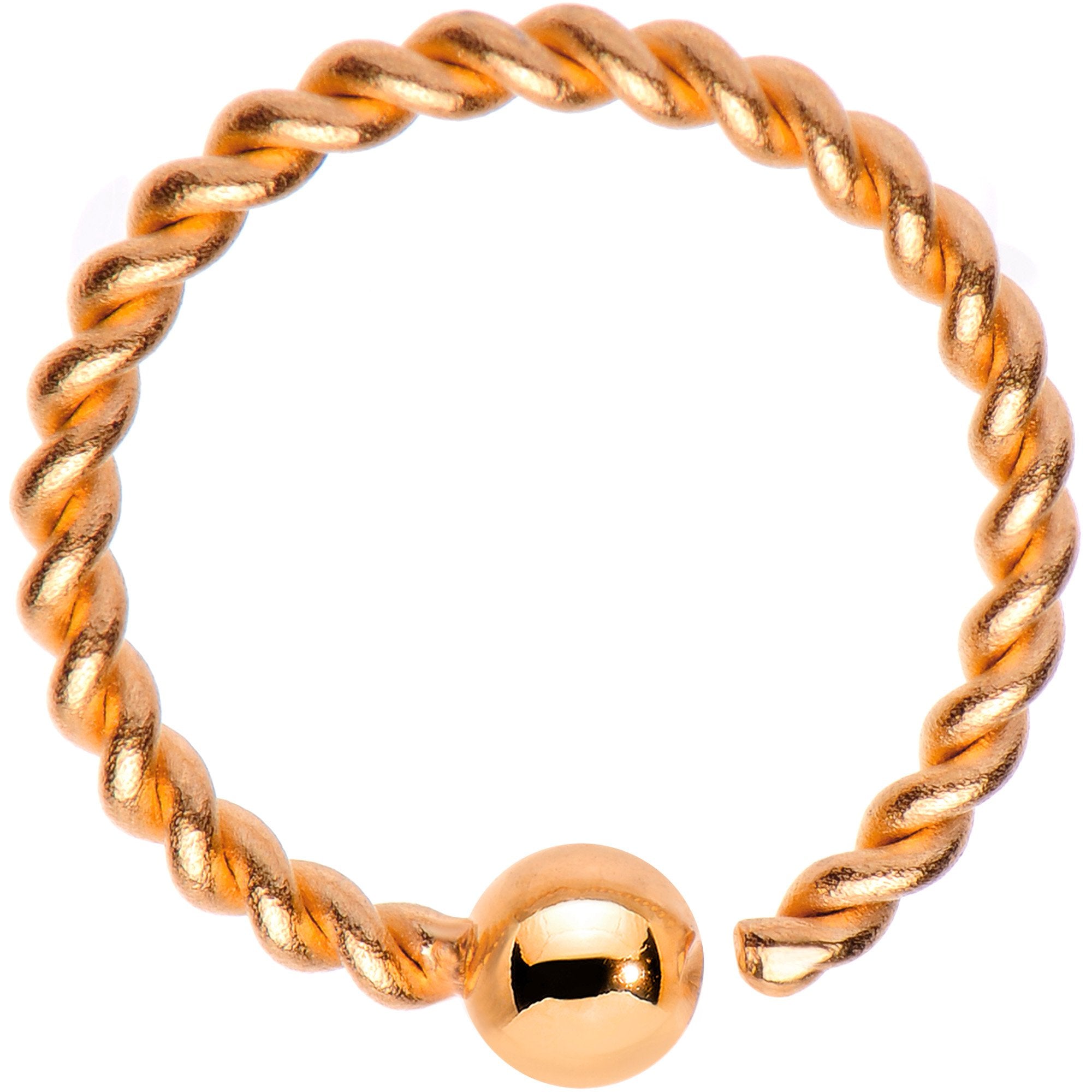 16G 3/8" Rose Gold Tone IP So Twisted Captive Style Seamless Ring