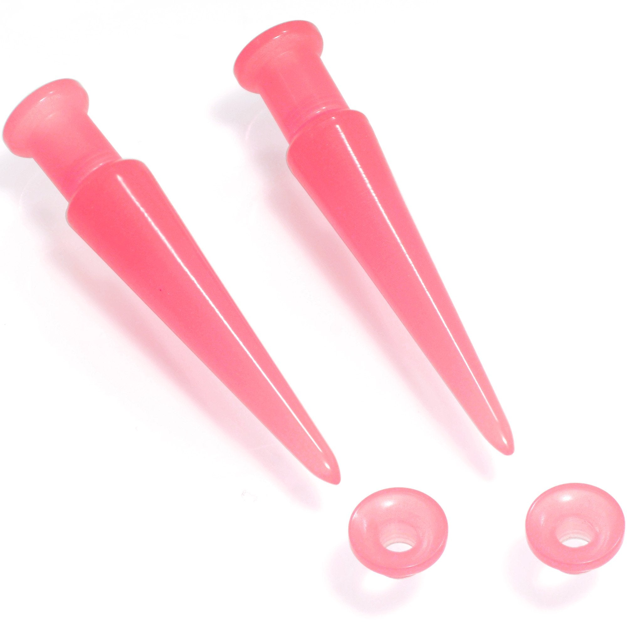 2 in 1 Pink Glow in Dark Interchangeable Screw Fit Plug and Taper Set