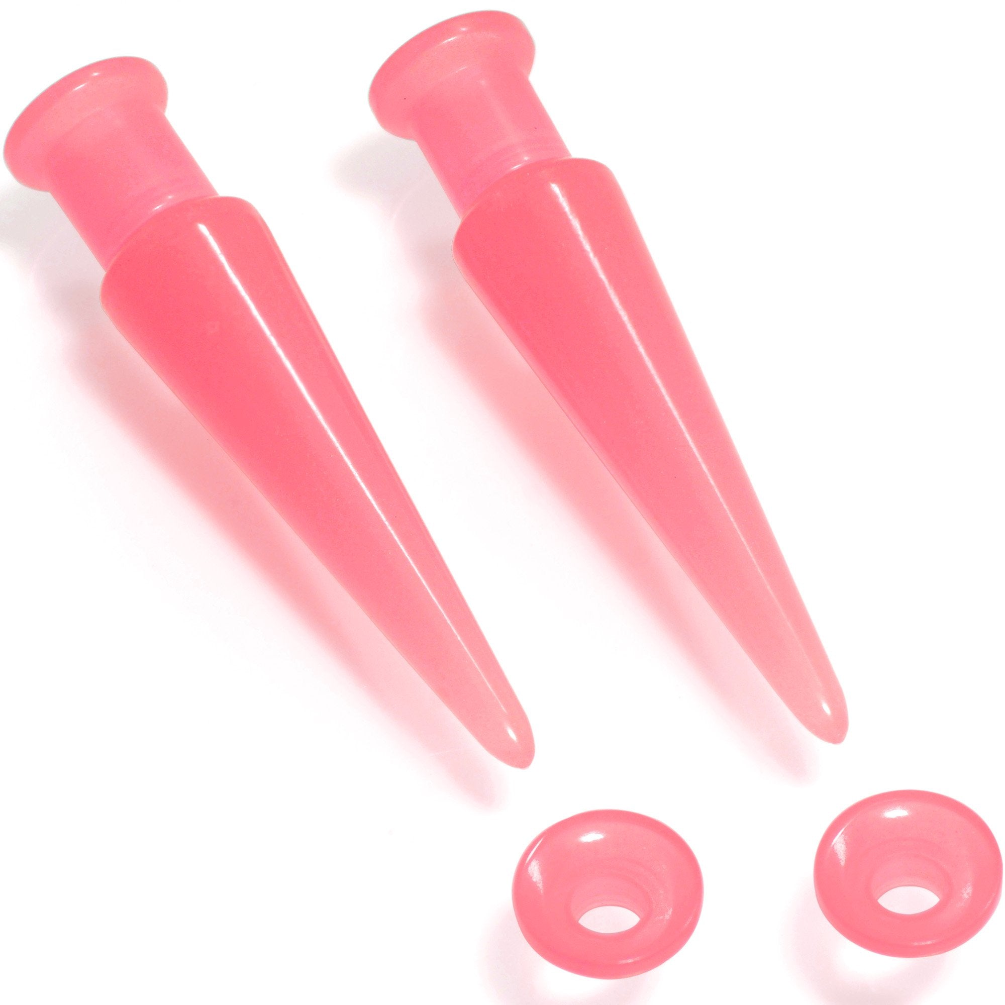 2 in 1 Pink Glow in Dark Interchangeable Screw Fit Plug and Taper Set