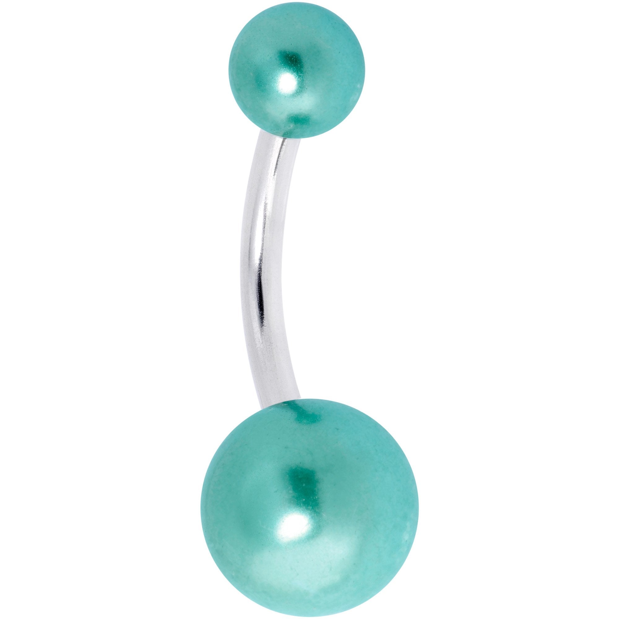 Teal Pearlescent Acrylic Ball Belly Ring