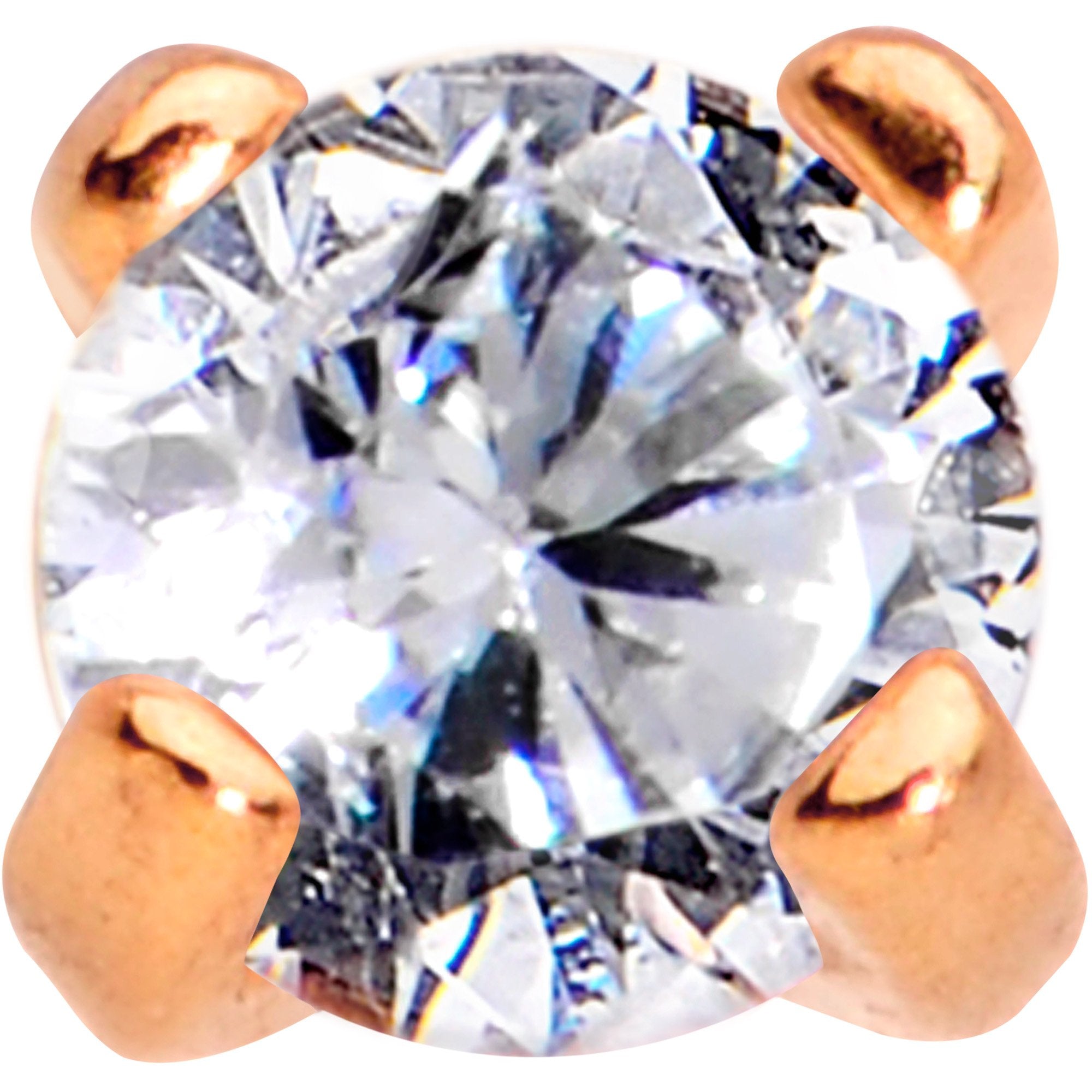 Body Candy Rose Gold Titanium Steel Clear 2mm Accent Internally Threaded Labret Monroe 16G 1/4