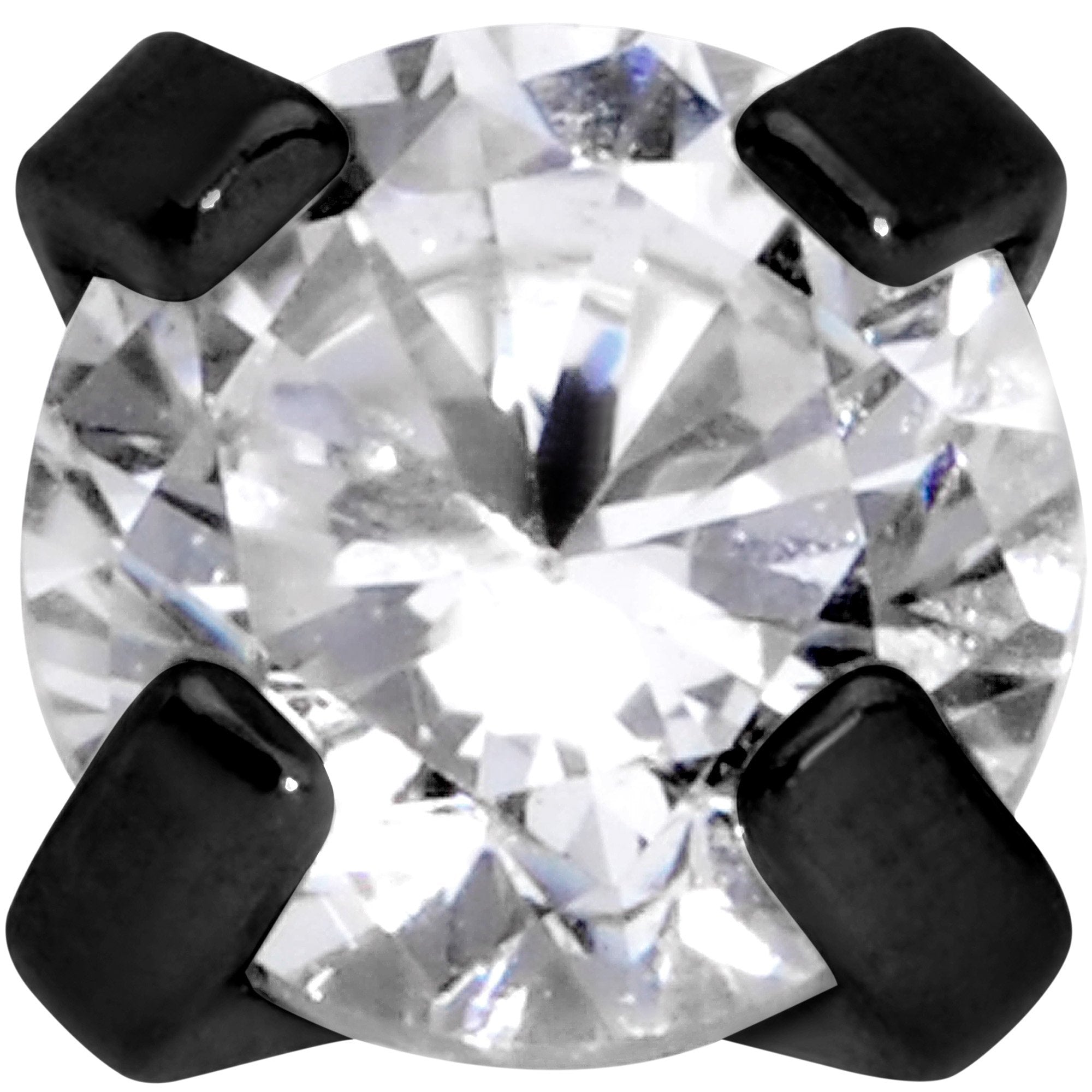 1/4 Clear 3mm Gem Black IP Internally Threaded Labret Monroe Tragus